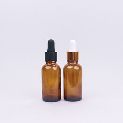 エッセンスオイル 再充填可能なアンバーガラスドロッパーボトル 60ml アルミニウム蓋付き